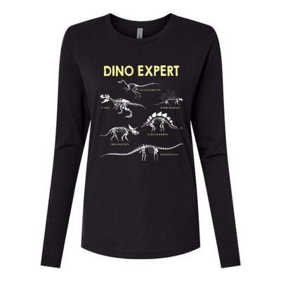 Dino Expert Future Paleontologist Dinosaur Fossil Bones Womens Cotton Relaxed Long Sleeve T-Shirt