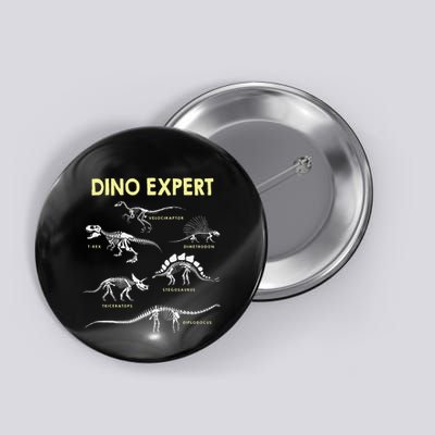 Dino Expert Future Paleontologist Dinosaur Fossil Bones Button