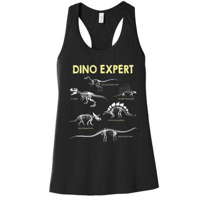 Dino Expert Future Paleontologist Dinosaur Fossil Bones Women's Racerback Tank