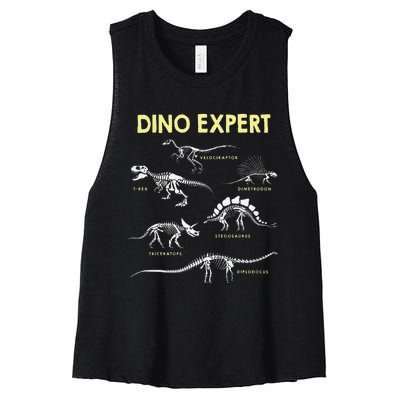 Dino Expert Future Paleontologist Dinosaur Fossil Bones Women's Racerback Cropped Tank