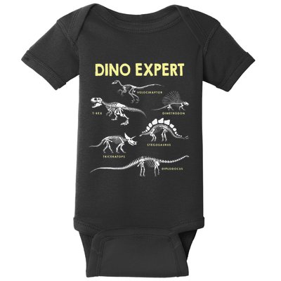 Dino Expert Future Paleontologist Dinosaur Fossil Bones Baby Bodysuit