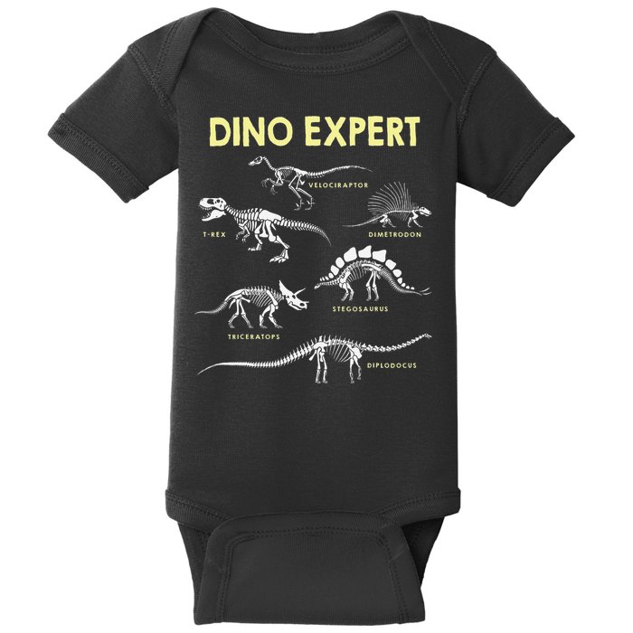 Dino Expert Future Paleontologist Dinosaur Fossil Bones Baby Bodysuit