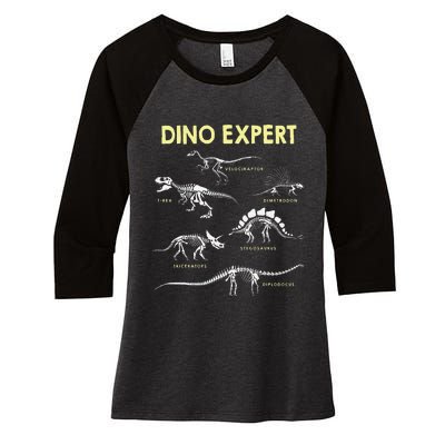 Dino Expert Future Paleontologist Dinosaur Fossil Bones Women's Tri-Blend 3/4-Sleeve Raglan Shirt