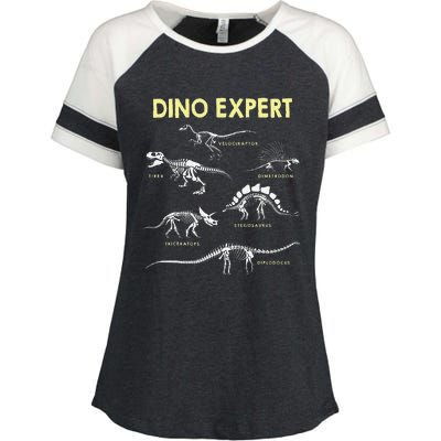 Dino Expert Future Paleontologist Dinosaur Fossil Bones Enza Ladies Jersey Colorblock Tee