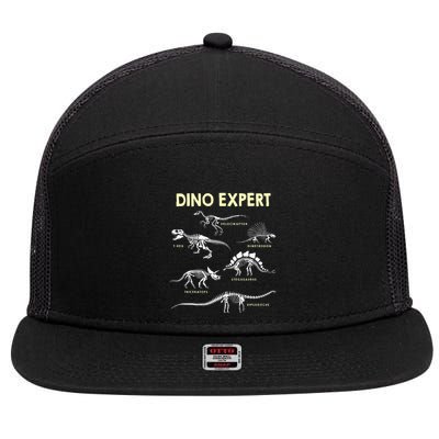 Dino Expert Future Paleontologist Dinosaur Fossil Bones 7 Panel Mesh Trucker Snapback Hat