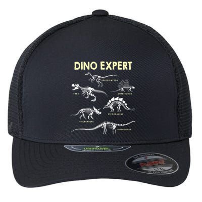 Dino Expert Future Paleontologist Dinosaur Fossil Bones Flexfit Unipanel Trucker Cap