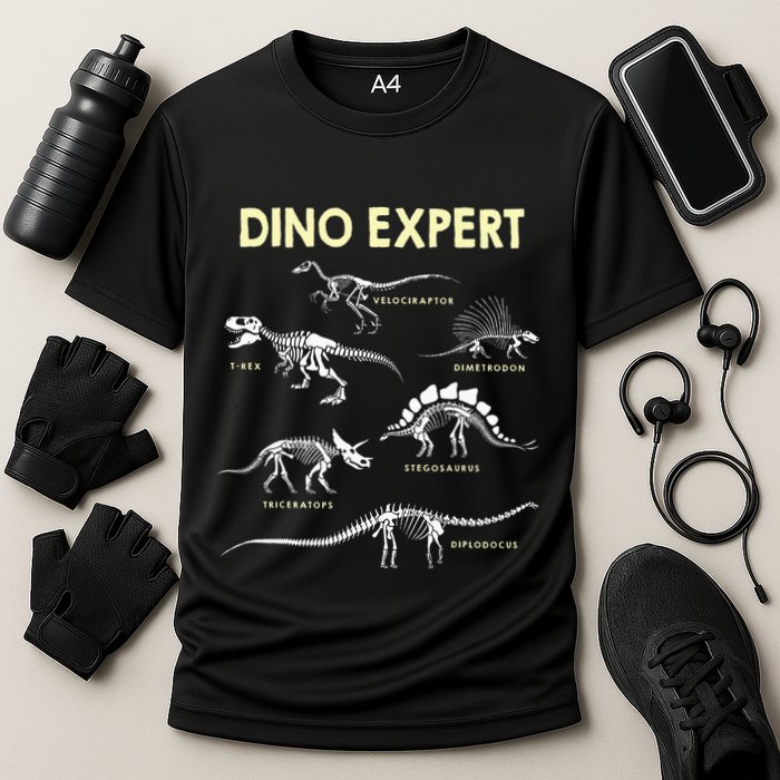 Dino Expert Future Paleontologist Dinosaur Fossil Bones Performance Shirt