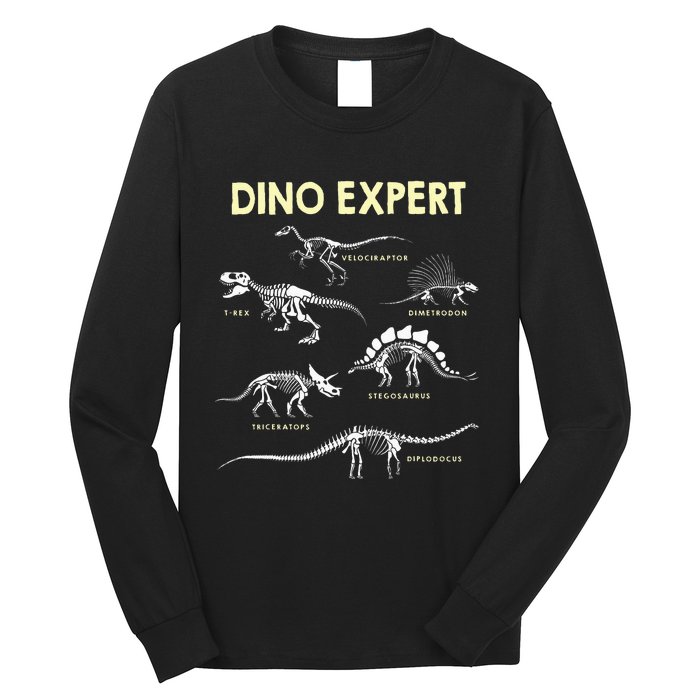 Dino Expert Future Paleontologist Dinosaur Fossil Bones Long Sleeve Shirt