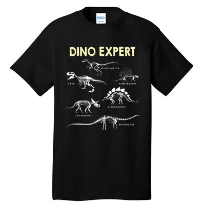 Dino Expert Future Paleontologist Dinosaur Fossil Bones Tall T-Shirt