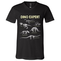 Dino Expert Future Paleontologist Dinosaur Fossil Bones V-Neck T-Shirt