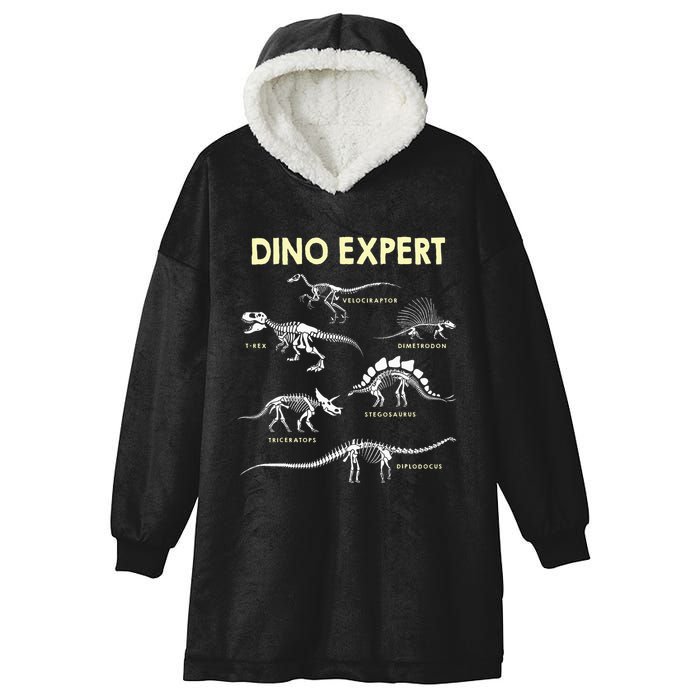 Dino Expert Future Paleontologist Dinosaur Fossil Bones Hooded Wearable Blanket