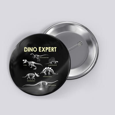 Dino Expert Future Paleontologist Dinosaur Fossil Bones Button