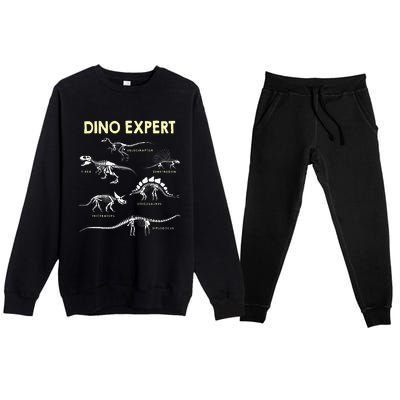 Dino Expert Future Paleontologist Dinosaur Fossil Bones Premium Crewneck Sweatsuit Set