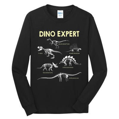 Dino Expert Future Paleontologist Dinosaur Fossil Bones Tall Long Sleeve T-Shirt