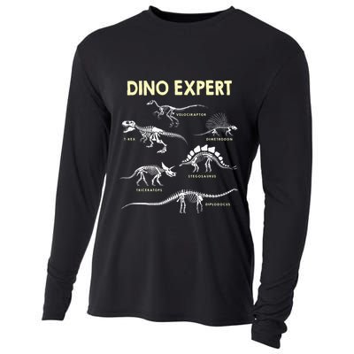 Dino Expert Future Paleontologist Dinosaur Fossil Bones Cooling Performance Long Sleeve Crew