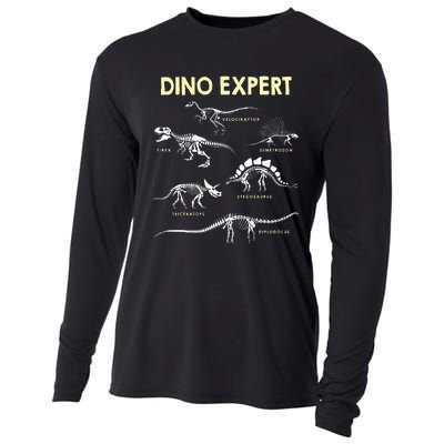 Dino Expert Future Paleontologist Dinosaur Fossil Bones Cooling Performance Long Sleeve Crew