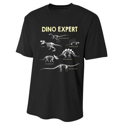 Dino Expert Future Paleontologist Dinosaur Fossil Bones Performance Sprint T-Shirt