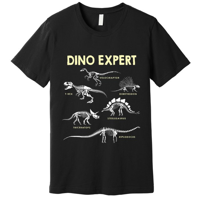 Dino Expert Future Paleontologist Dinosaur Fossil Bones Premium T-Shirt
