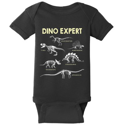 Dino Expert Future Paleontologist Dinosaur Fossil Bones Baby Bodysuit
