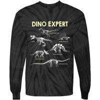 Dino Expert Future Paleontologist Dinosaur Fossil Bones Tie-Dye Long Sleeve Shirt