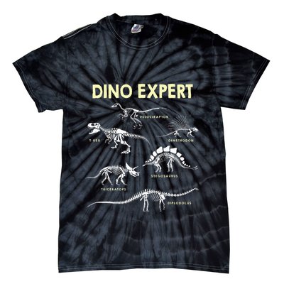 Dino Expert Future Paleontologist Dinosaur Fossil Bones Tie-Dye T-Shirt