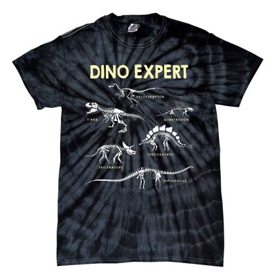 Dino Expert Future Paleontologist Dinosaur Fossil Bones Tie-Dye T-Shirt