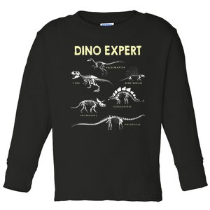 Dino Expert Future Paleontologist Dinosaur Fossil Bones Toddler Long Sleeve Shirt