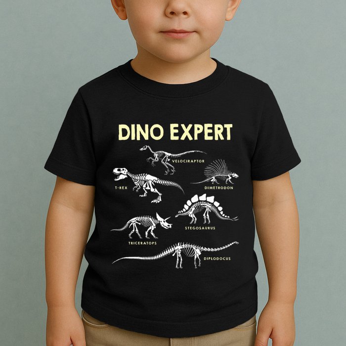Dino Expert Future Paleontologist Dinosaur Fossil Bones Toddler T-Shirt