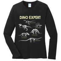Dino Expert Future Paleontologist Dinosaur Fossil Bones Ladies Long Sleeve Shirt
