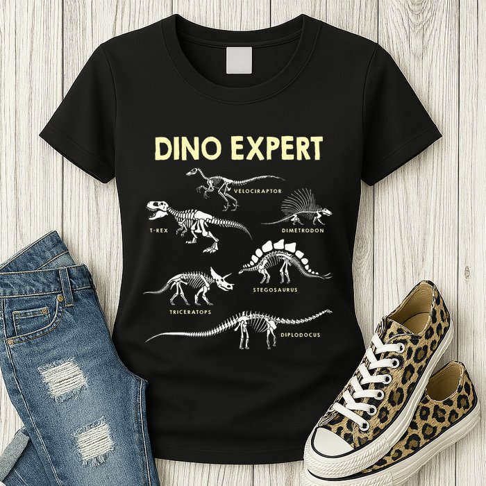 Dino Expert Future Paleontologist Dinosaur Fossil Bones Womens T-Shirt