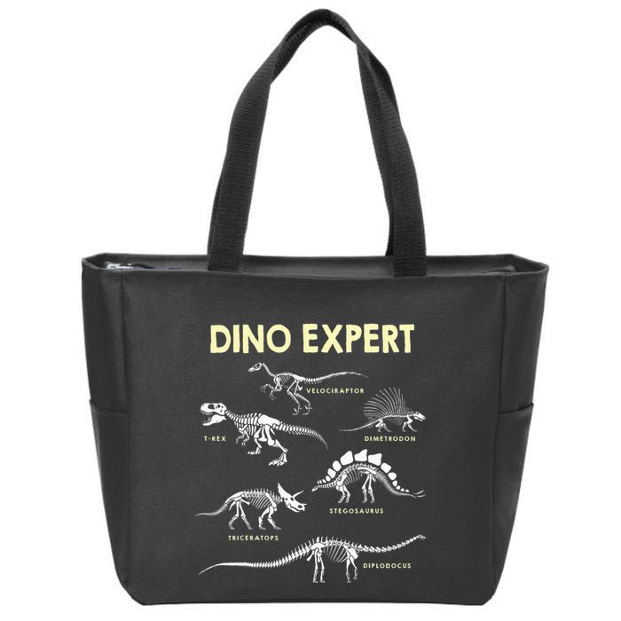 Dino Expert Future Paleontologist Dinosaur Fossil Bones Zip Tote Bag