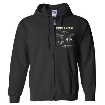 Dino Expert Future Paleontologist Dinosaur Fossil Bones Full Zip Hoodie