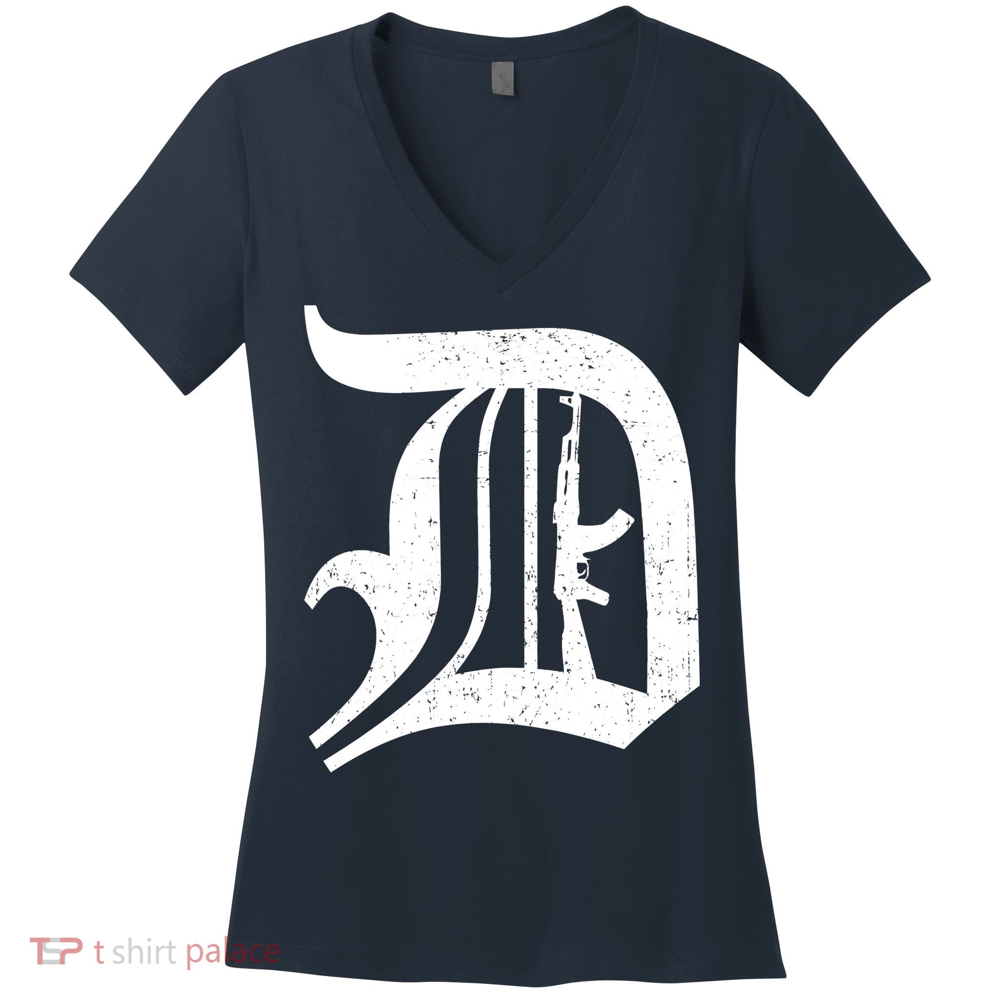 Defend Detroit Gun AK47 Women's V-Neck T-Shirt