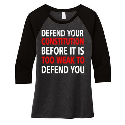 Defend Your Constitution Women's Tri-Blend 3/4-Sleeve Raglan Shirt