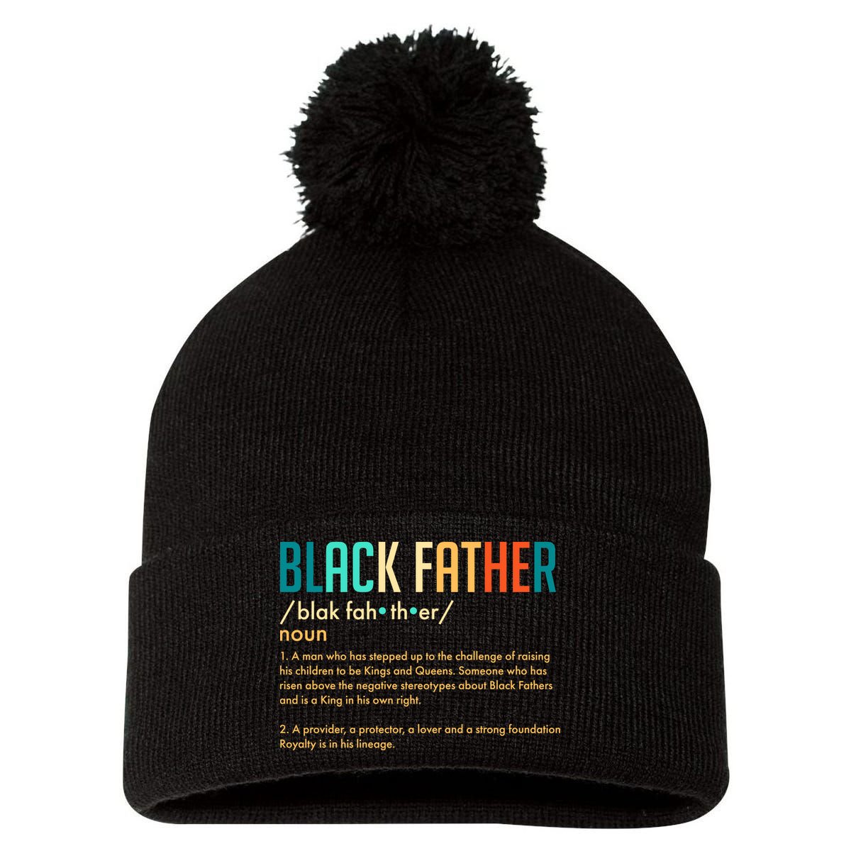 Definition Of A Black Father  Pom Pom 12in Knit Beanie