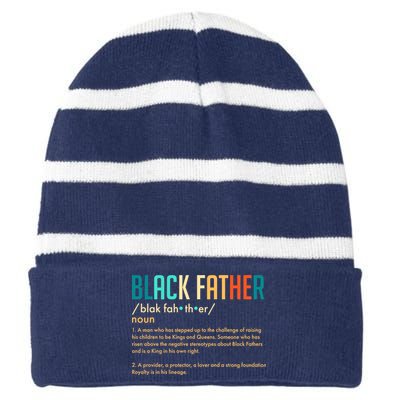 Definition Of A Black Father  Striped Beanie with Solid Band