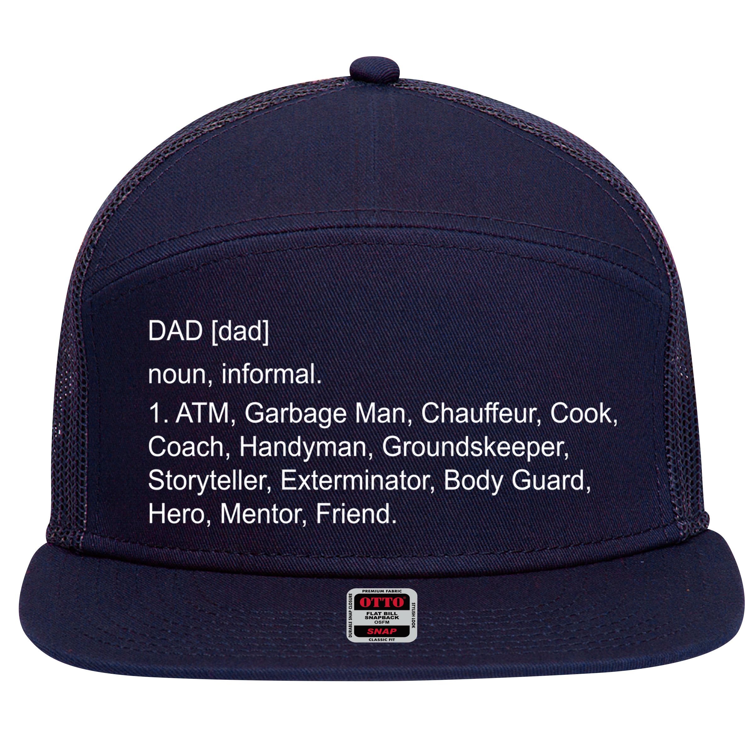 Definition Of A Dad 7 Panel Mesh Trucker Snapback Hat