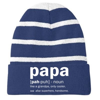 Definition Of A Papa Striped Beanie with Solid Band