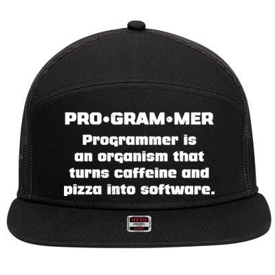 Definition of A Programmer Funny Coffee 7 Panel Mesh Trucker Snapback Hat