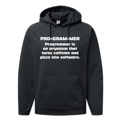 Definition of A Programmer Funny Coffee Performance Fleece Hoodie