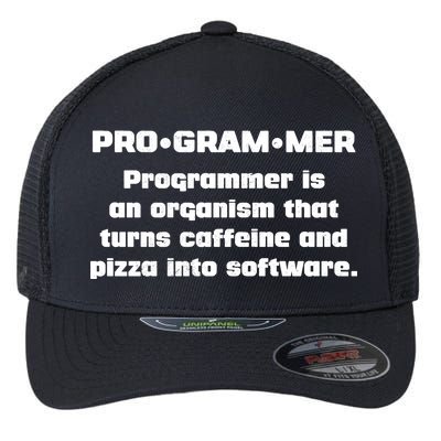 Definition of A Programmer Funny Coffee Flexfit Unipanel Trucker Cap