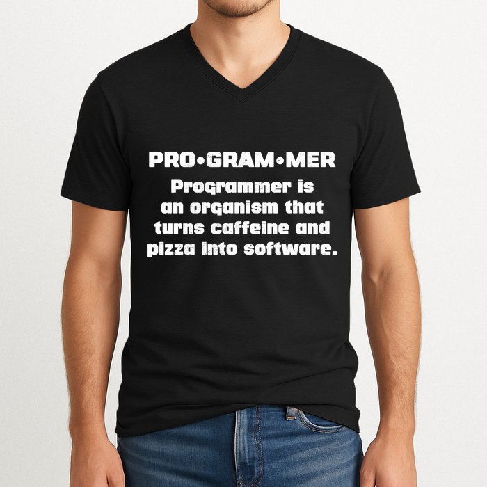 Definition of A Programmer Funny Coffee V-Neck T-Shirt