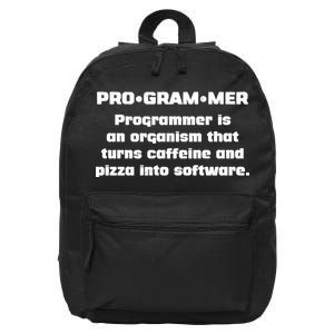 Definition of A Programmer Funny Coffee 16 in Basic Backpack