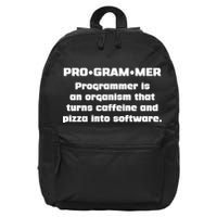 Definition of A Programmer Funny Coffee 16 in Basic Backpack