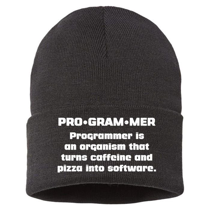 Definition of A Programmer Funny Coffee Sustainable Knit Beanie