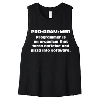 Definition of A Programmer Funny Coffee Women's Racerback Cropped Tank