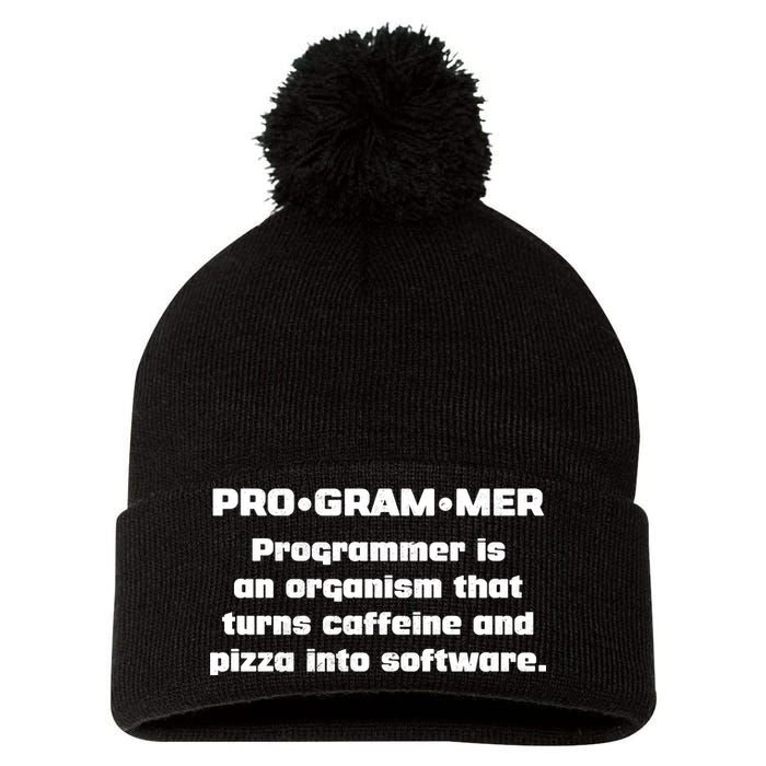 Definition of A Programmer Funny Coffee Pom Pom 12in Knit Beanie