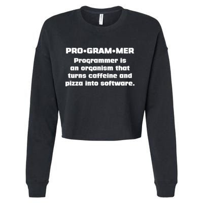 Definition of A Programmer Funny Coffee Cropped Pullover Crew