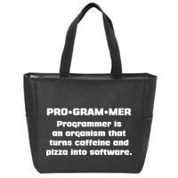 Definition of A Programmer Funny Coffee Zip Tote Bag