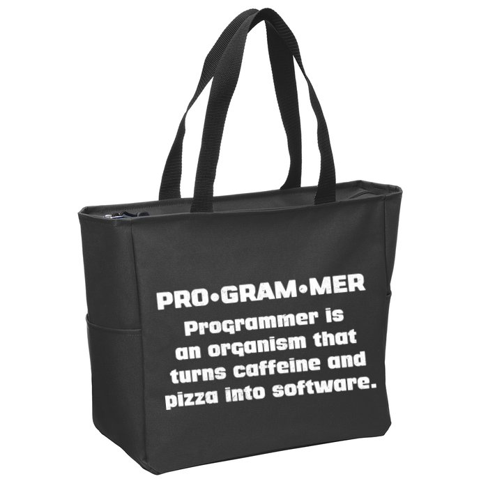Definition of A Programmer Funny Coffee Zip Tote Bag